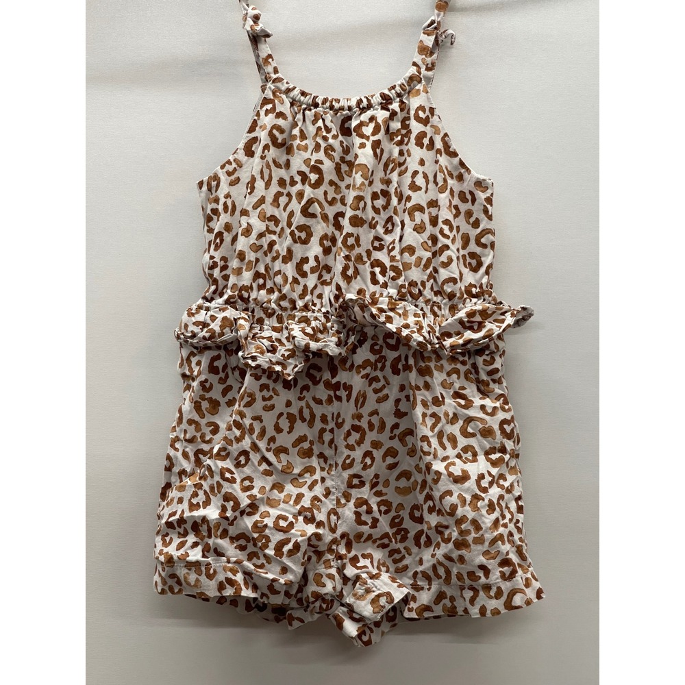 Janie and Jack Girls Leopard Print Ruffle Romper Brown White 12-18 Months